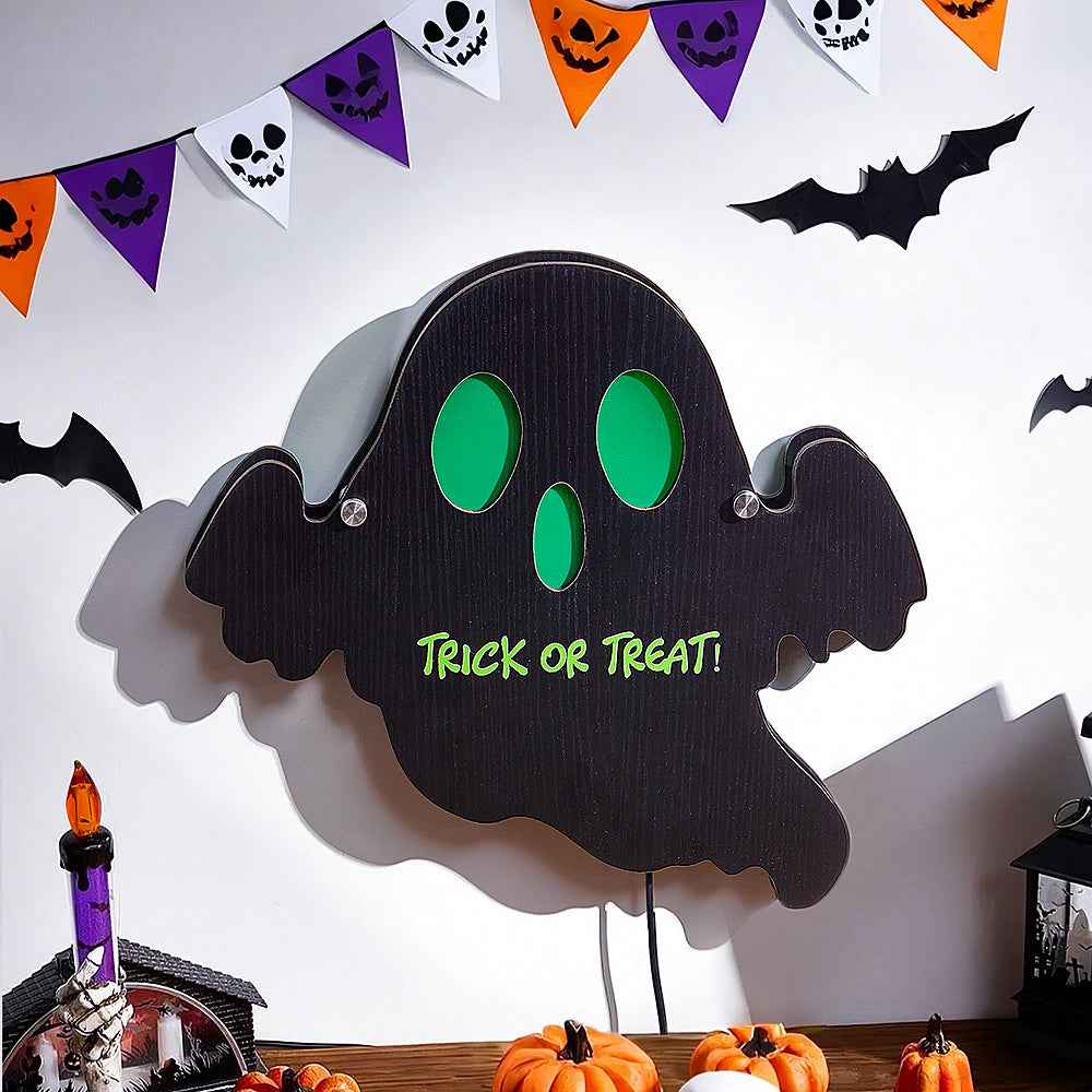 Personalized Trick or Treat Ghost Light with Text Halloween Night Light Gift for Family or Friend