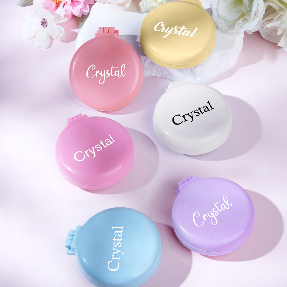Personalised Name Engraved Mirror Comb | Macaron-Coloured Hair Brush Set | Wedding & Birthday Gift