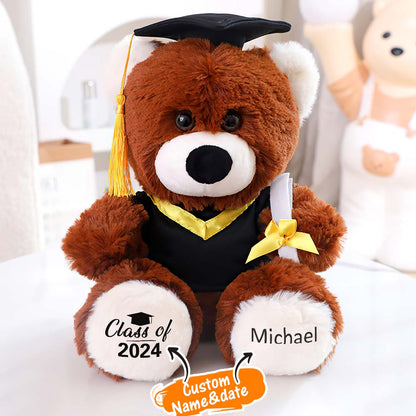 Personalised graduation teddy bear 25 x 22 cm — soft plush graduation keepsake personalised with graduate’s name and date, perfect custom name teddy bear gift