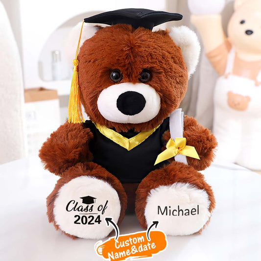 Personalised graduation teddy bear 25 x 22 cm — soft plush graduation keepsake personalised with graduate’s name and date, perfect custom name teddy bear gift