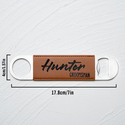 Personalised Leather Bottle Opener | Unique Groomsmen & Best Man Gift