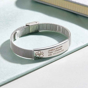 Personalized Emergency Medical Alert ID Bracelet with Text Adjustable Bracelet Gift for Diabetes Epilepsy Autism