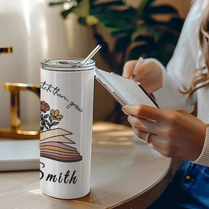 Personalized Wildflowers 20oz Name Skinny Tumbler with Straw Appreciation Gift for Teacher Back to School Gift
