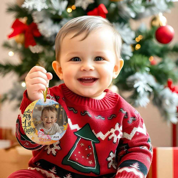 Personalized Baby's First Christmas Ornament with Photo Unicorn Christmas Ornament Gift for Kids