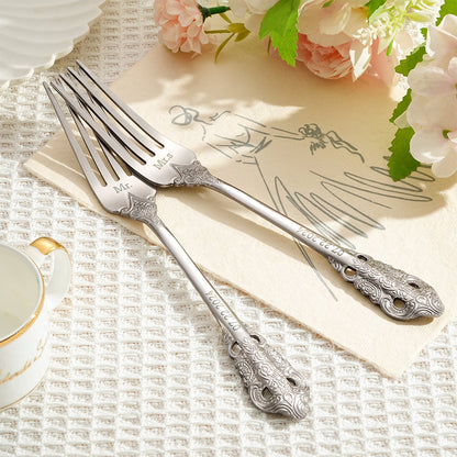 Personalised Vintage Forks Set | Custom Anniversary & Wedding Gift for Couples