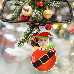 Personalized Cute Baby Elf Ornament with Baby Photo First Christmas Ornament