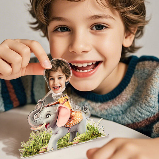 Personalised shaking head standee with custom face printed on high-quality acrylic — playful kids' desk decoration and unique personalised gift