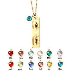Personalised Photo Necklace with Birthstone Eye Engraving - Custom Jewellery Gift