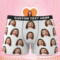 Personalised Face Boxer Shorts front view — custom photo men's underwear with vibrant full‑wrap print and elastic waistband
