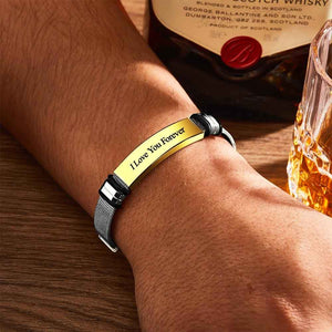 Personalized Engraved Text Black Bracelet