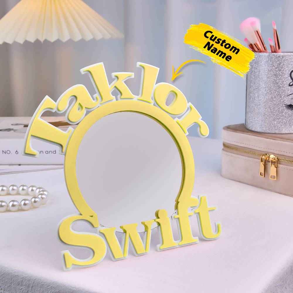 Personalized 3D Printed Mirror with Text Makeup Mirror Birthday Gift for Her
