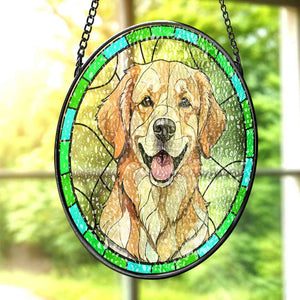 Custom Pet Portrait Art Suncatcher Stained Glass Ornament Dog Memorial Gifts for Pet Lovers