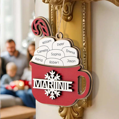 Personalised Family Hot Cocoa Ornament - Custom Name Christmas Decoration