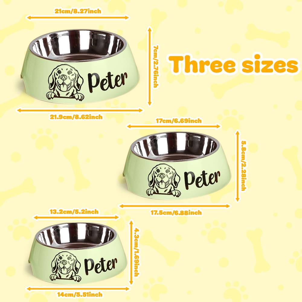 Underside view showing the non-slip plastic base of a personalised stainless steel pet bowl for stability