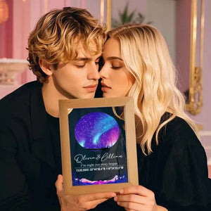 Custom Star Map Night Light Acrylic Lamp with Date Text and Wooden Base Home Decor for Valentine’s Day Anniversary Gift for Couples