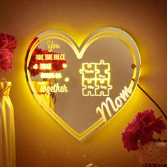 Personalized Mom You Are the Piece That Holds Us Together Mirror Light Puzzle Piece Sign Mother's Day Gifts