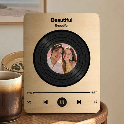 Wooden Music Record Player with Photo Wedding Anniversary Gifts