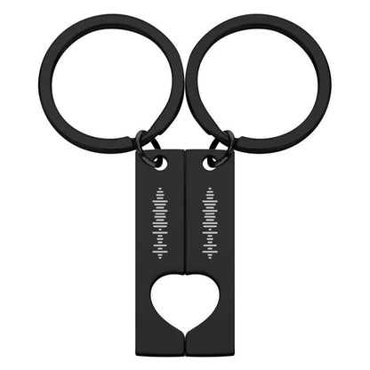 Custom Engraved Stainless Steel Scannable Music Code Couple Keychains