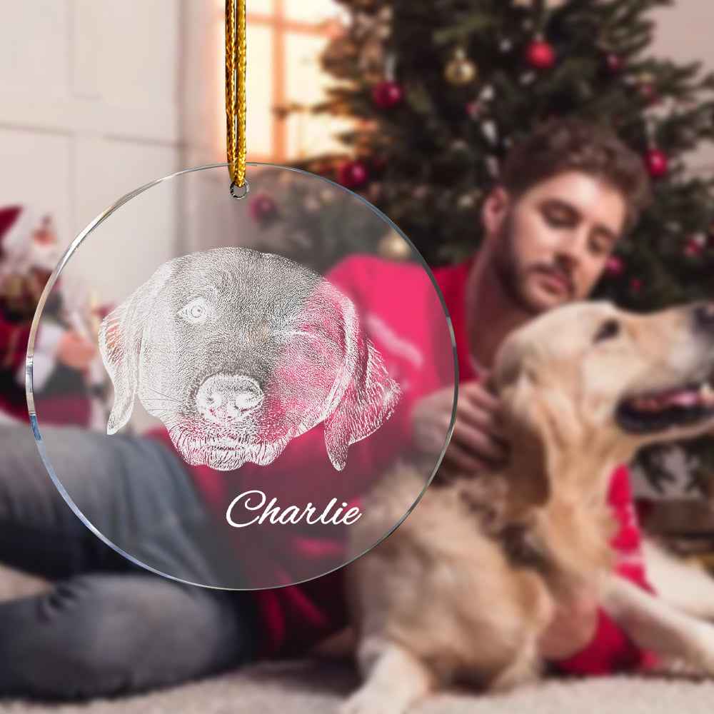 Personalized Pet Ornament Christmas Pet Face and Name Ornaments Gift for Pet Lovers