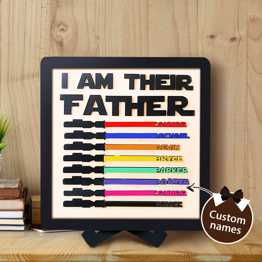 Custom Name Lightsaber Sign - Personalised Father's Day Gift with Wooden Plaque