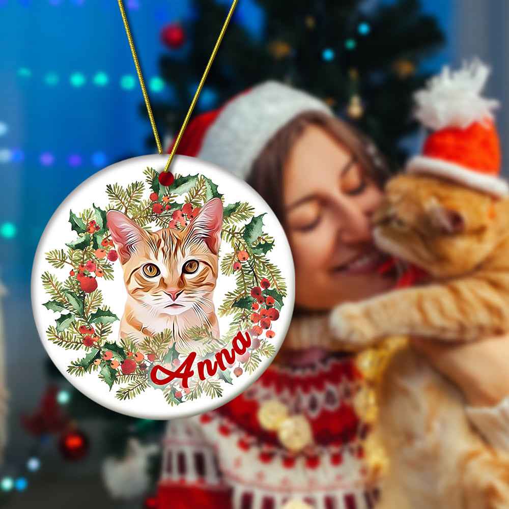 Personalized Pet Photo Christmas Ornament with Name Pet Ornament Gifts for Pet Lovers