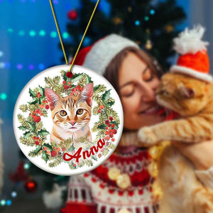 Personalized Pet Photo Christmas Ornament with Name Pet Ornament Gifts for Pet Lovers