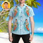 Front view of Custom Face Hawaiian Shirt personalised with a photo — men's summer party shirt in vivid surf-inspired print, 97% polyester 3% spandex