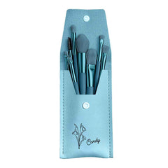 Personalized Birth Flower PU Leather Makeup Brush Bag with 8 Pcs Makeup Brushes Birthday Gift for Her