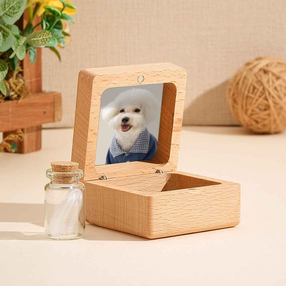 Personalized Pet Fur Wooden Keepsake Box Loss of Pet Memorial Gift for Pet Owner