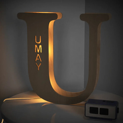 Personalised Wooden Letter Lamp - Custom Name Night Light 19CM - Unique Gift