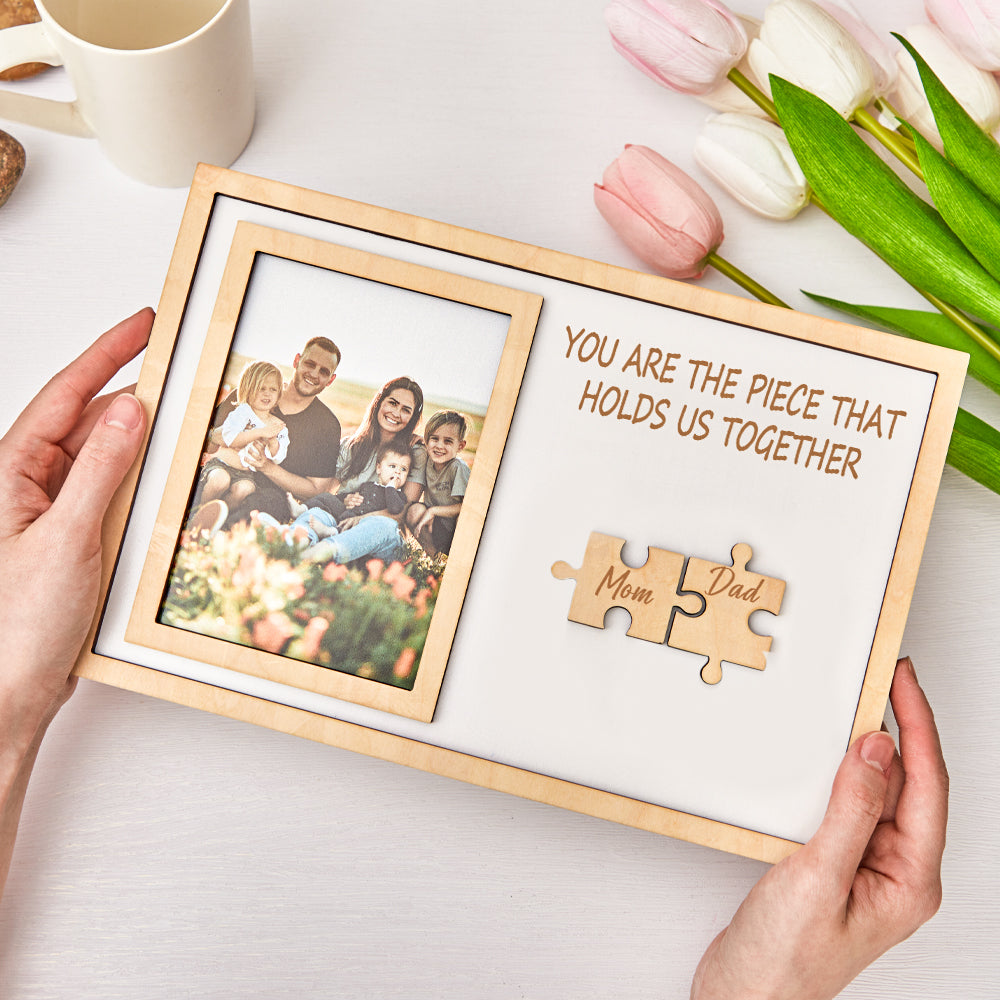 Personalised Mother's Day Puzzle Photo Frame - Custom Engraved Wooden Keepsake