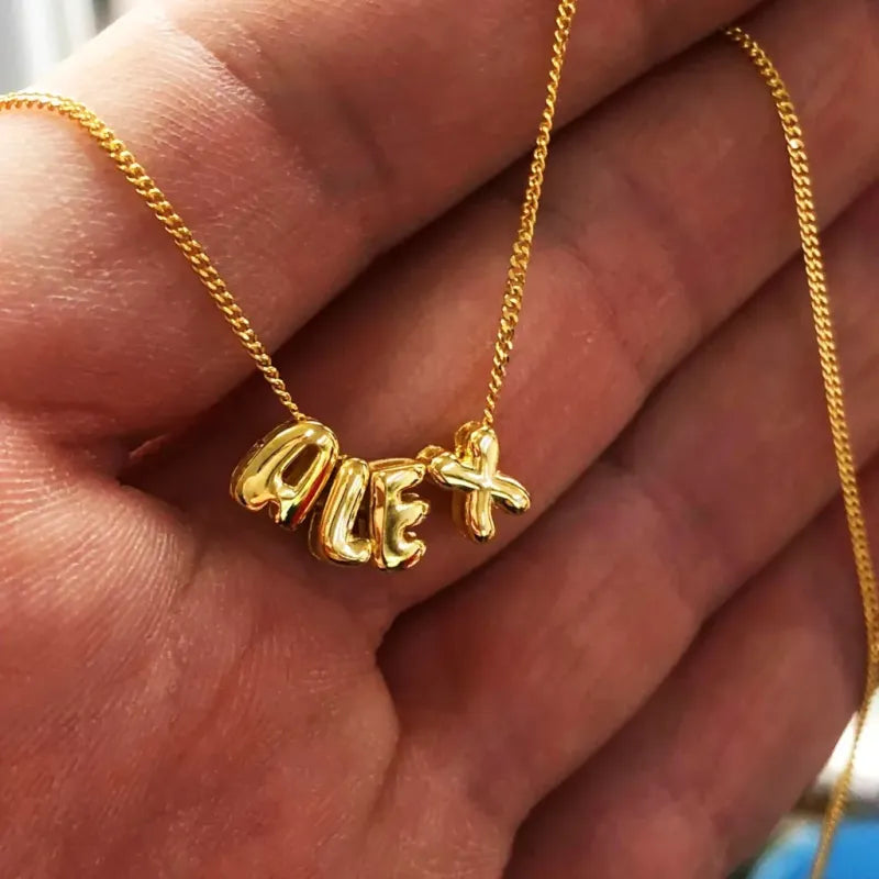 Personalised 3D Bubble Letters Name Necklace - Unique Gift for Loved Ones