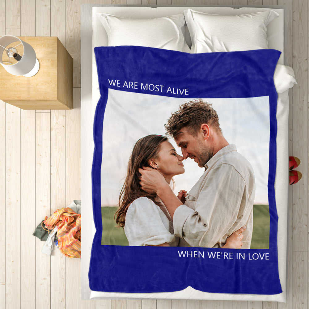 Personalised Fleece Photo Blanket With Custom Text - Soft Keepsake Throw
