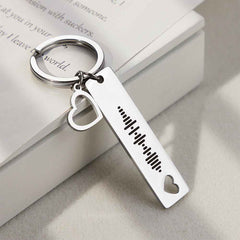 Personalized Scannable Music Code Keychain with Heart Pendant