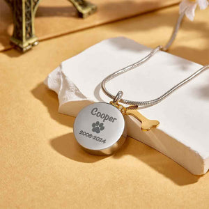 Personalized Engraved Pet Ashes Necklace Memorial Keepsake Gift for Dog Cat Pet Lovers