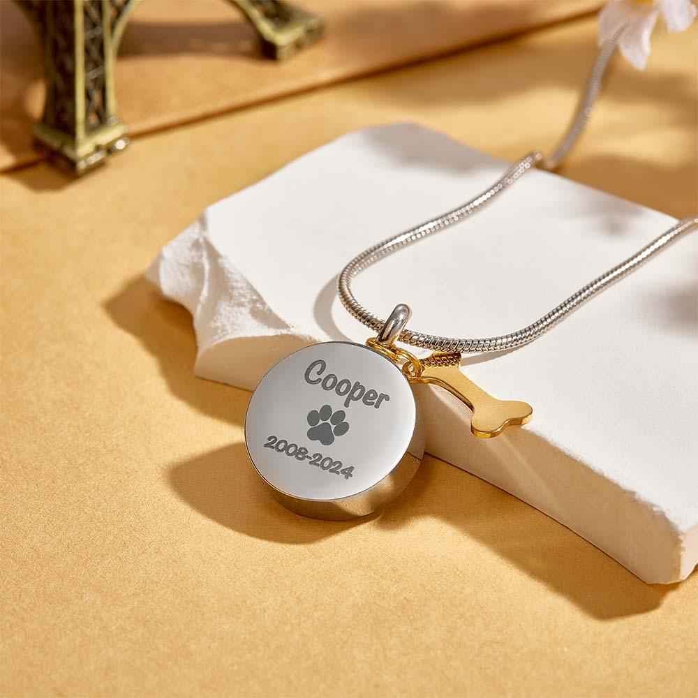 Personalized Engraved Pet Ashes Necklace Memorial Keepsake Gift for Dog Cat Pet Lovers