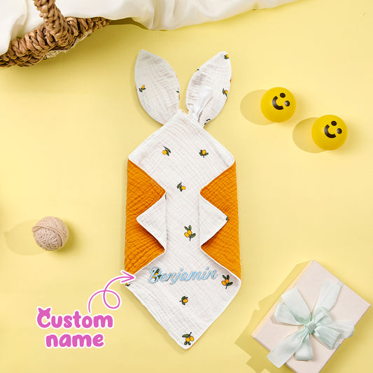 Personalised Baby Comforter with embroidered name on soft 100% cotton soothing towel, 30x30cm.