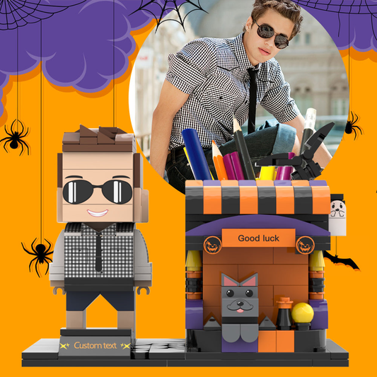 Personalised LEGO-Style Pen Holder & Figurine | Custom Pet or Portrait Brick Figure