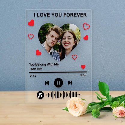 Personalised 'I Am In Love' Music Code Plaque - Custom Acrylic Photo Panel with Scannable Music