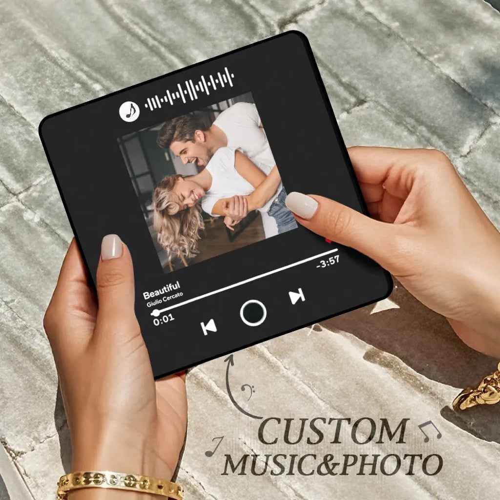 Personalized Photo Album Fridge Magnet Music with Black Frame Wall Photo Sticker Music Movement That Can Be Played Without Cell Phone