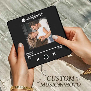 Personalized Photo Album Fridge Magnet Music with Black Frame Wall Photo Sticker Music Movement That Can Be Played Without Cell Phone