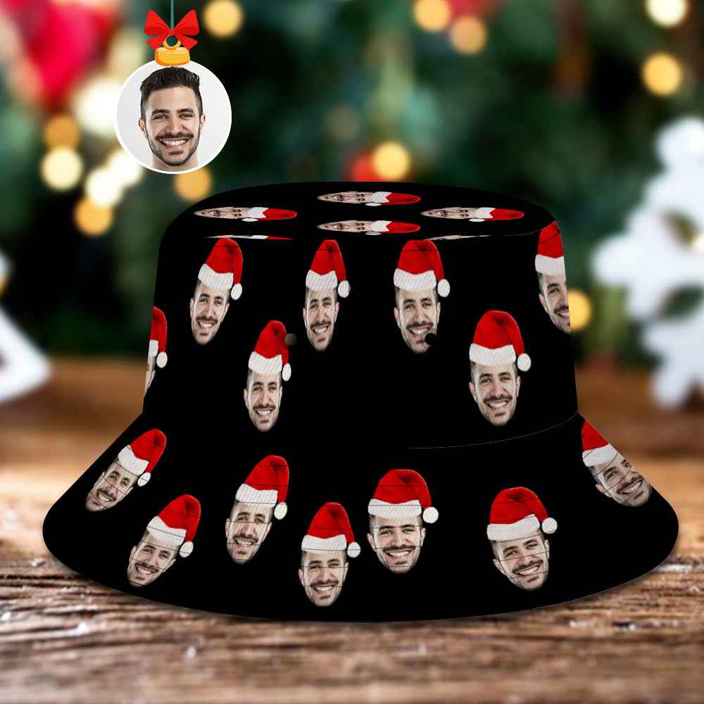 Custom Christmas Bucket Hat Personalized Face Unisex Fisherman Cap
