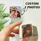 Round illuminated personalised fridge magnet close-up displaying a clear printed photo — custom photo magnet with LED