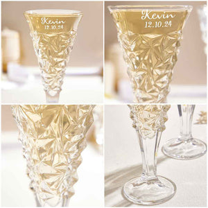 Personalized Engraved Crystal Champagne Flute Set Gifts for Newlyweds