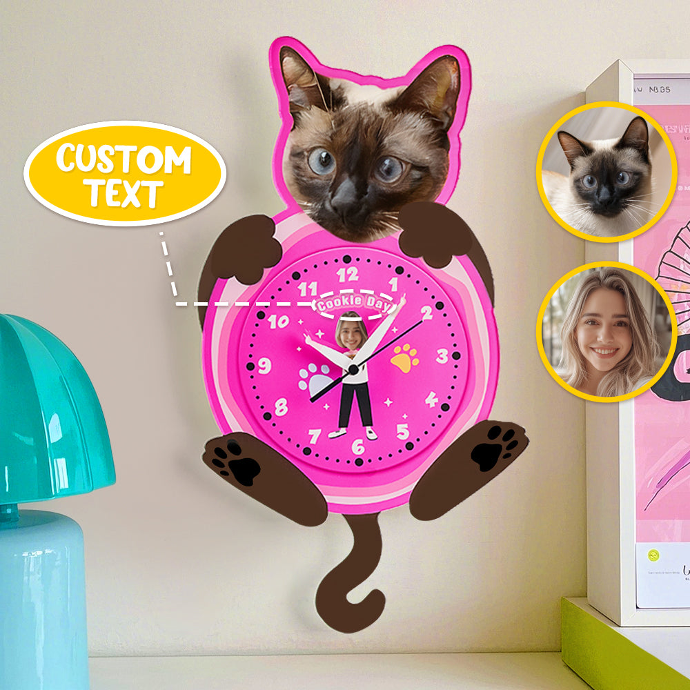 Personalised Pet and Owner wall clock featuring owner and dog photos on clear acrylic — a custom photo gift for pet lovers