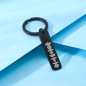 Single Side Engraved Stainless Steel Scannable Code Music Keychain