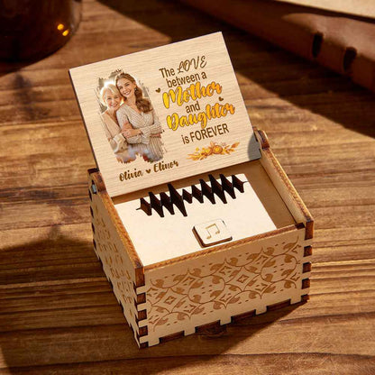 Personalized Wooden Photo Music Box Custom Mother and Daughter Music Box Gift for Mother