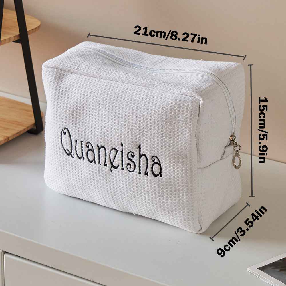 Personalized Waffle Cosmetic Bag Makeup Bag Makeup Organizer Gift for Her
