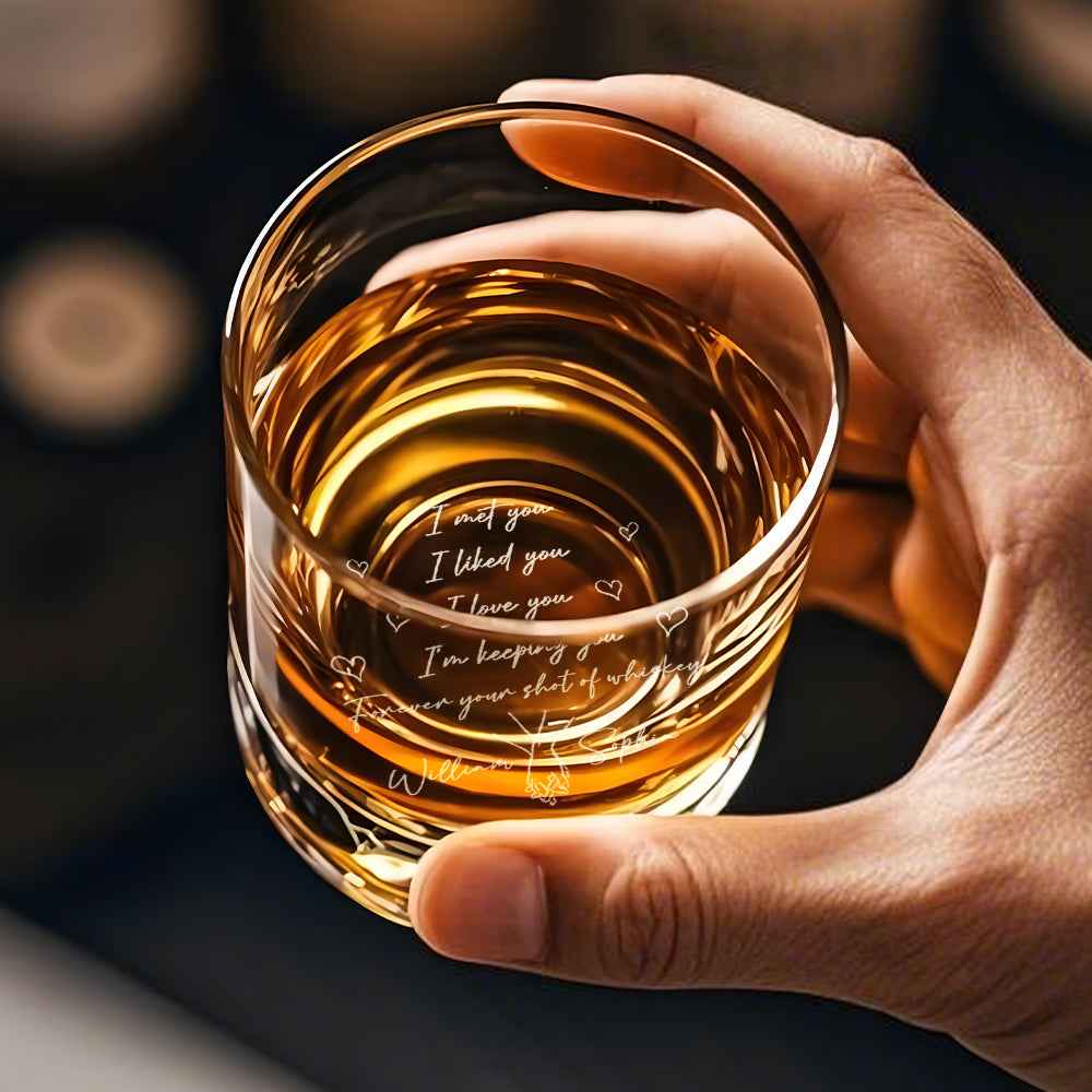 Personalized Whiskey Glass I Met You I Liked You I Love You 10oz Whiskey Glass Gift for Husband or Boyfriend