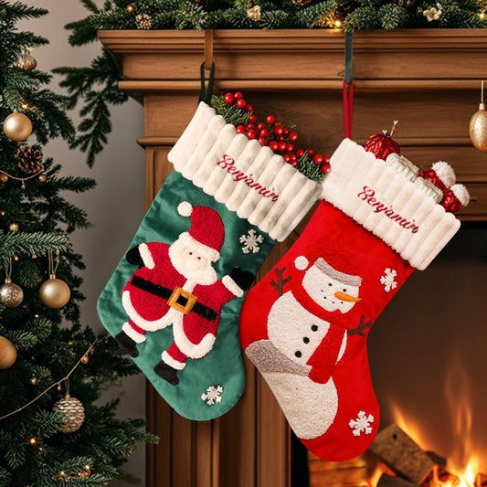 Personalised Christmas Stocking with Embroidered Name - Custom Family Gift